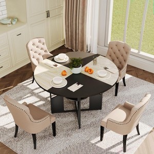 Nasitip Round Dining Table for 4-6, Farmhouse Circular Kitchen Table with Storage Shelf,for Small Spaces Apartments - 1 of 4