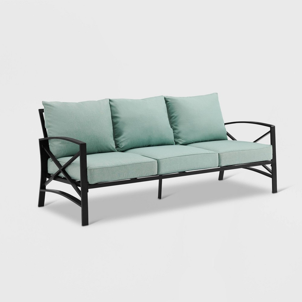 Photos - Sofa Crosley Kaplan Outdoor Metal  Oil Rubbed Bronze with Mist Cushions - : 