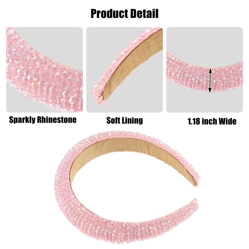 Unique Bargains Women's Bling Rhinestone Padded Hairband Faux Crystal Hair Accessories 1.18 Inch Wide 1 Pc, 3 of 7