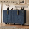 PAGED 54" Retro Sideboard Buffet Cabinet, 4-Door Vintage Fluted Sideboard Cabinet with Adjustable Shelves, Kitchen Storage Cabinets with 3D Carvings - 4 of 4