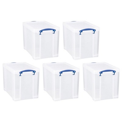 Homz Secure Latch Large Clear Stackable Storage Container Bin, 31 Quart, 4 Count