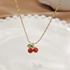 Cute Cherry Pendant Necklaces Faux Pearl Cherry Charms Necklace Kawaii Cherry Fruit Gold Chain Necklaces Fruits Cute Choker for Women Girls - 4 of 4