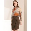 Allegra K Women's A-Line Knee Length Front Slit Wrap Faux Suede Skirt - 2 of 4