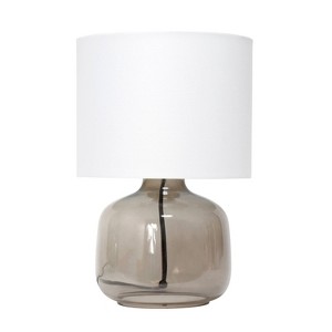 Creekwood Home Round Modern Glass Accent Table Lamp Smokey White Shade - 1 of 4
