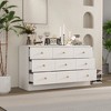 Hitow 9 Drawer Woodgrain Finish Horizontal Dresser Ball Pull Chest of Drawers Storage White - 3 of 4