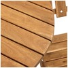 Teal Island Designs Rustic Wood 3-Piece Outdoor Bistro Table and Chairs Furniture Set Natural Folding Slat Curved Backs Round Tabletop for Patio - 3 of 4