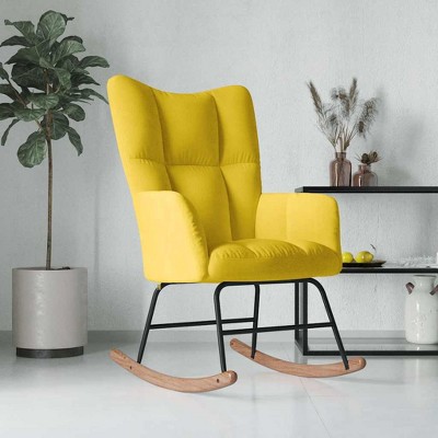 CLIHOME Modern Compact 30.7" Wide Velvet Rocking Chair,Ergonomic Rocker with Steel Frame & Rubber Wood Legs,Plush Accent Chair for Living Room