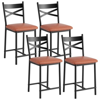 Bar Stools Set of 2, Counter Height Bar Stools with PU Upholstered Seat
