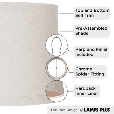 Natural Linen Medium Drum Lamp Shade with Taupe Liner