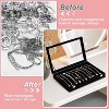 Necklace Organizer Box with Clear Lid, 20-Hook Anti-Tarnish Storage Case with Velvet Tray for Drawer Display - 3 of 4