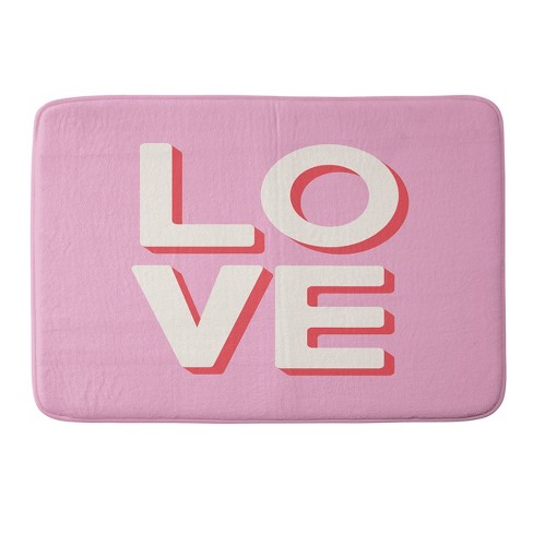 April Lane Art Love Pink Memory Foam Bath Rug Pink - Deny Designs : Target