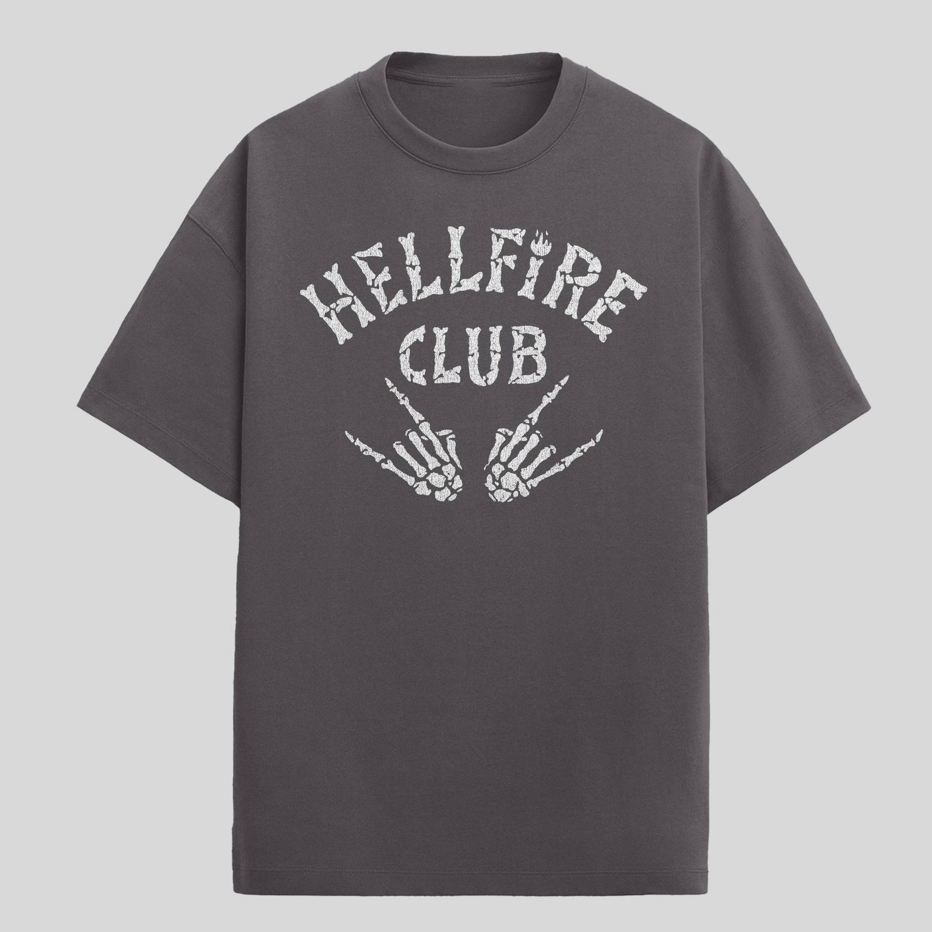 Men's Stranger Things Hellfire Club Skeleton Hands Graphic T-Shirt - Dark Gray