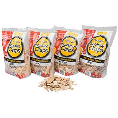 Camerons Smoking Wood Chips Value Pack Gift Set (Apple, Hickory, Oak, Alder)- 4 Pack Variety Pack (~8 lb Total), 260 cu. in. of Coarse Kiln Dried BBQ Chips- 100% All Natural Barbecue Smoker Shavings