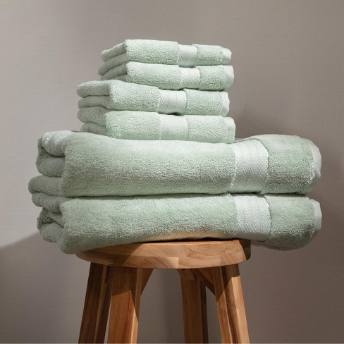 8pc Cotton Bath Towel Set Dark Green : Target