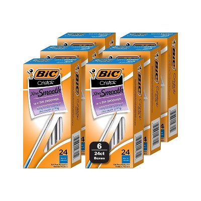 BIC Cristal Xtra Smooth Ballpoint Pen Medium Point Blue Ink 24/Box 6 Boxes/Pack (MS144E-BLU)