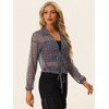 Allegra K Women's Collar See Through Drawstring Lightweight Zipper Crop Jacket - 4 of 4