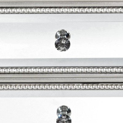 Elegant 25" Silver Mirrored Accent Table with Faceted Glass Knobs