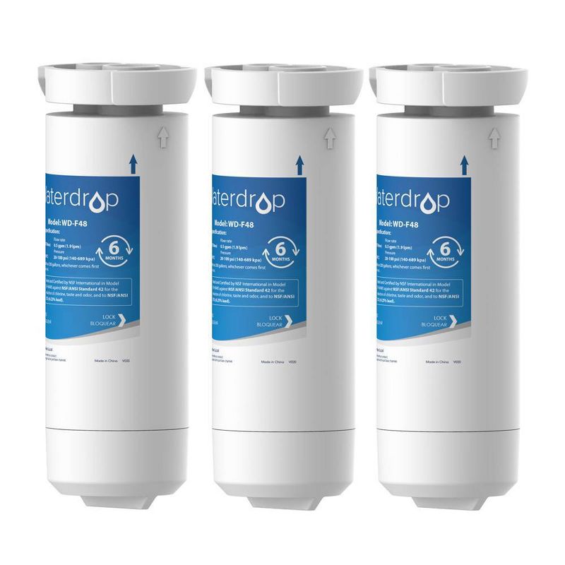 Waterdrop XWF NSF Certified Refrigerator Water Filter Replacement for GE XWF - 3pk, 3 of 4