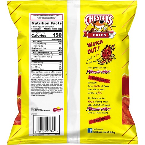 chester hot fries nutrition facts