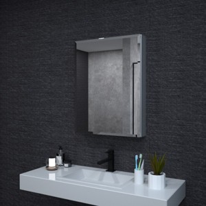 HBEZON Medicine Cabinet with Mirrors, Recess/Wall Mount Bathroom Cabinet, Adjustable Shelves, Soft-Close Hinge, Rectangular, Aluminum - 1 of 4