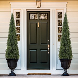Whizmax 3/4/5FT Artificial Cedar Outdoor Artificial Shrub UV Resistant Foliage Potted Interior Porch Plants Artificial Outdoor Trimmed Topiary Trees - 1 of 4
