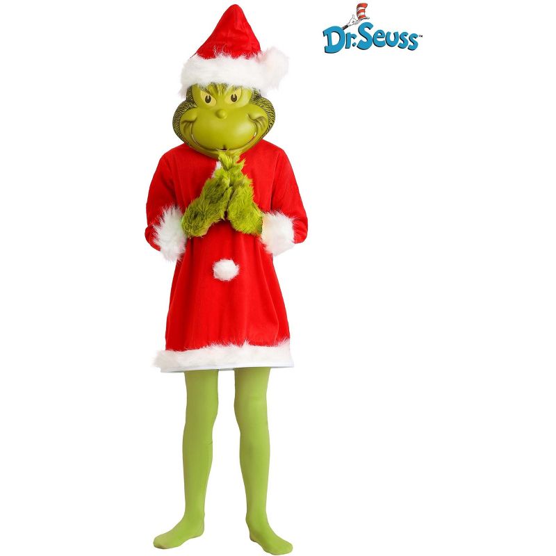 HalloweenCostumes.com The Grinch Santa Deluxe Costume with Mask for Kids, 2 of 6