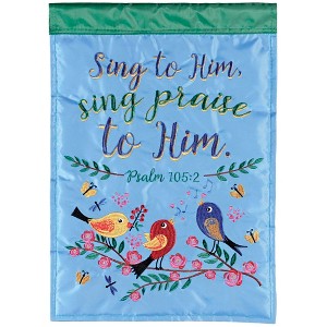 Dicksons FLAG-2136 Sing To Him Sing Praise To Him Song Birds Sky Blue And Green 13 x 18 Polyester Outdoor Decorative Garden Sidewalk Front Yard Flag - 1 of 2