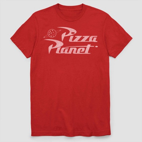 Men S Disney Pixar Toy Story 1 Pizza Planet Logo Short Sleeve Graphic T Shirt Red Target