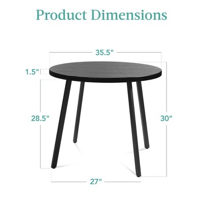 Black Round Mid-Century Modern Dining Table with MDF Top