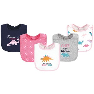 Hudson Baby Infant Girl Cotton Bibs, Cute-A-Saurus, One Size - 1 of 4