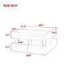 Lift-Top Coffee Table with LED, 2 Drawers & Glass Top, Square Cocktail Table High-Gloss Sofa Side Table Storage Center Table, White/Black - ModernLuxe - 4 of 4