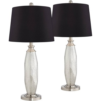 360 Lighting Carol Mercury Glass Black Shade Table Lamps Set of 2