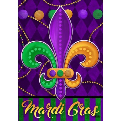 Mardi Gras Fleur-De-Lis Double Sided Outdoor House Flag 40" x 28"