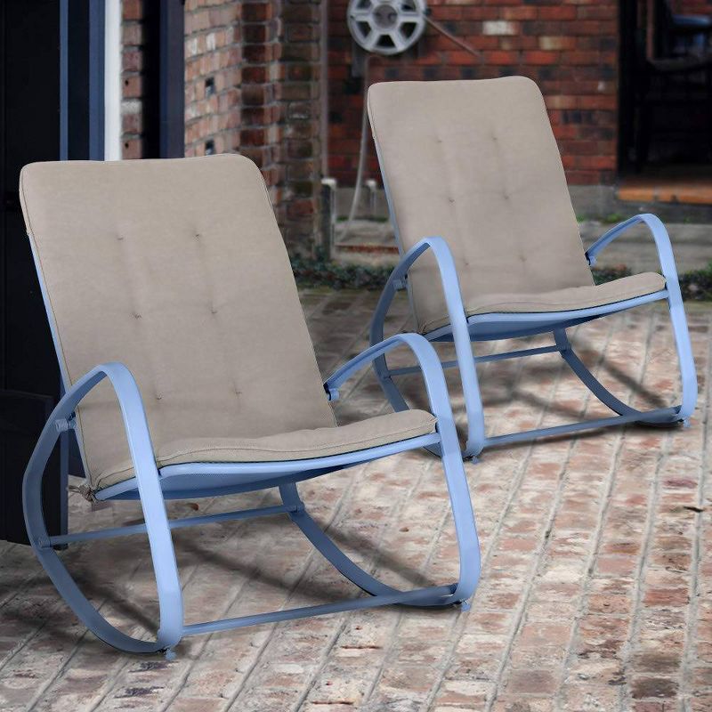 2pc Patio Modern Rocking Chair - Blue - Captiva Designs, 5 of 6