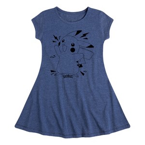 Girls' - Pokémon - Pikachu Dex Fit & Flair Cap Sleeve Dress - 1 of 3