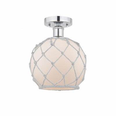 Farmhouse Rope - 1 Light Semi-Flush Mount In Industrial Style-10.75 Inches Tall and 8 Inches Wide