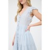 August Sky Women's Stripe V-Neck Button Down Tiered Mini Dress - 4 of 4
