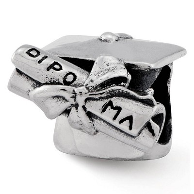 Black Bow Jewelry Sterling Silver Graduation Cap & Diploma Bead Charm