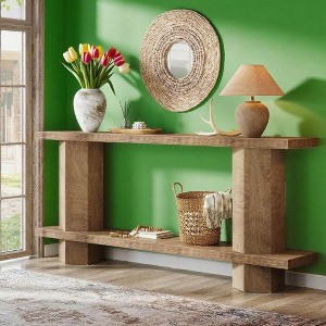KTMBDW 71-Inch Long Console Table for Entryway, Wooden Sofa Table Behind Couch, for Living Room, Hallway, Foyer, Natural - 1 of 4
