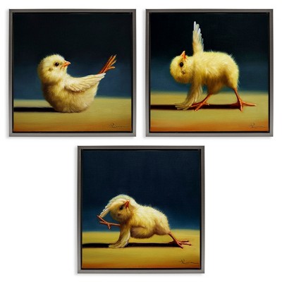 Stupell Industries Yoga Chick Trio Funny Farm Animals, 25" x 25"