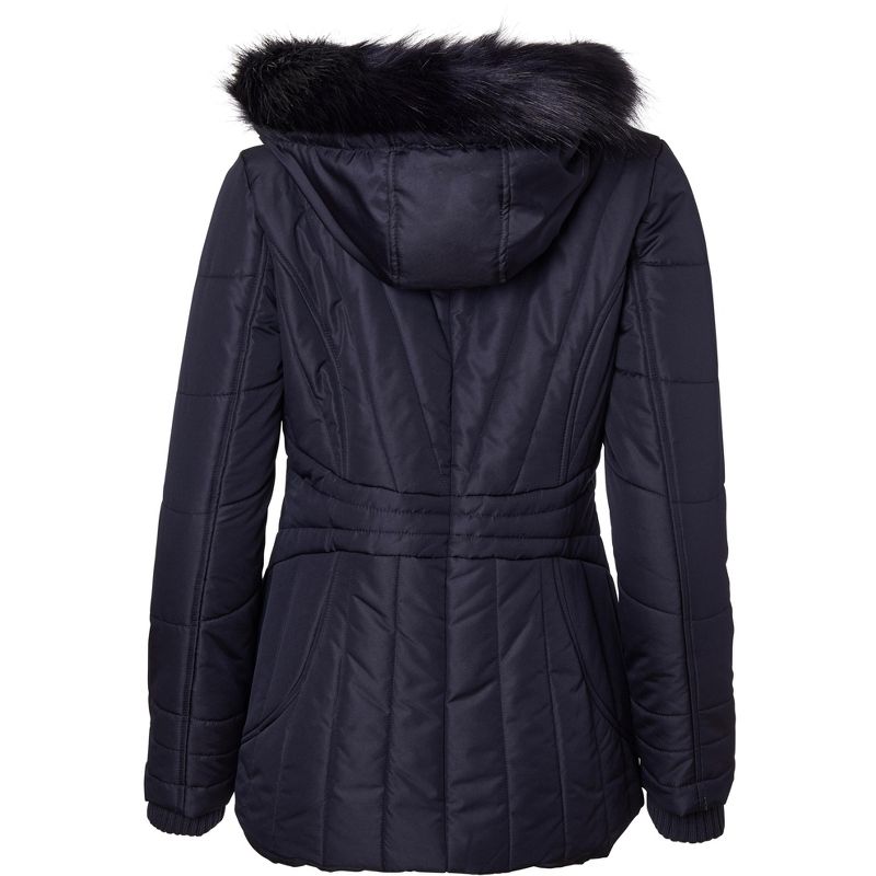 Sportoli Womens Winter Coat Faux Fur Trim Hooded Down Alternative Puffer Jacket, 2 of 5