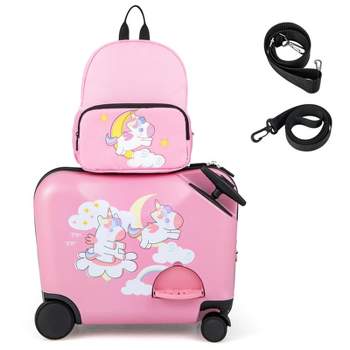Infans 2PCS Kids Luggage Set W/Spinner Wheels 18" Ride-on & Carry-on & Sit-on Hardshell