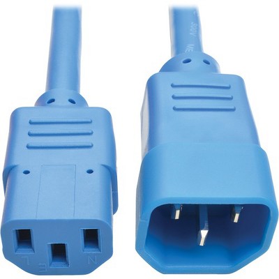 Tripp Lite 3ft Heavy Duty Power Extension Cord 15A 14 AWG C14 C13 Blue 3' - For Computer, Scanner, Printer, Monitor, Power Supply, Workstation