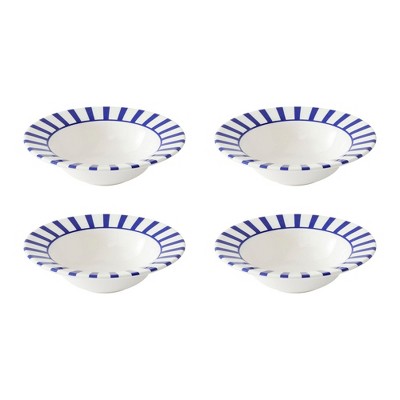 Spode Steccato Cereal Bowl, Set of 4 - 7.5" Ceramic Bowls with Scenic Oriental Pattern, Microwave & Dishwasher Safe Asian-Inspired Tableware