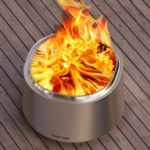 East Oak 21" Smokeless Round Outdoor Fire Pit Silver: Stainless Steel, Heat & Rust-Resistant, No Tools Assembly - 1 of 4