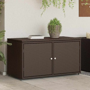 Garden Storage Cabinet Brown PE rattan, powder-coated steel Medium - 1 of 4