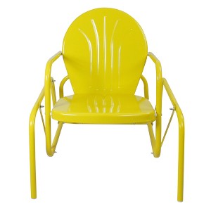 Northlight Outdoor Retro Metal Tulip Glider Patio Chair, Yellow - 1 of 4