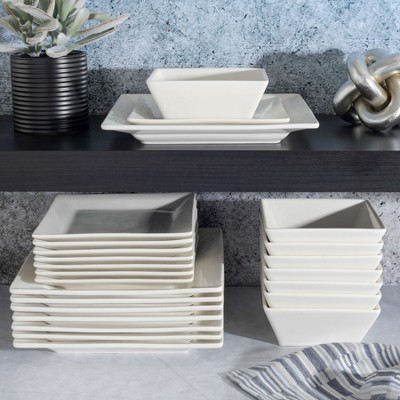 Zen Buffet White Square Porcelain Dinnerware Set, Service for 8