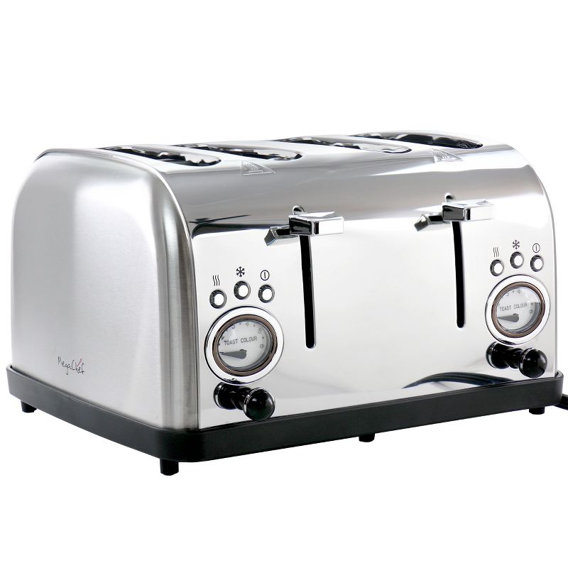 MegaChef 4 Slice Wide Slot Toaster with Variable Browning in Silver, 1 of 8