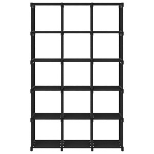 vidaXL Fabric Display Shelf in Black with 15 Open Compartments - Free-Standing Book Organizer with Steel Frame, Easy to Assemble - 1 of 4